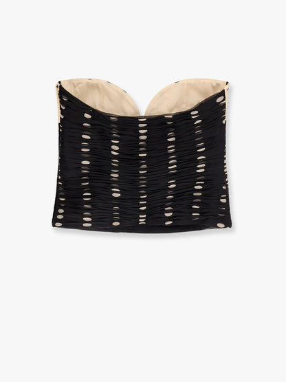 Valentino Plusdepois Print Chiffon Top With Handmade Draping And Bow Detail