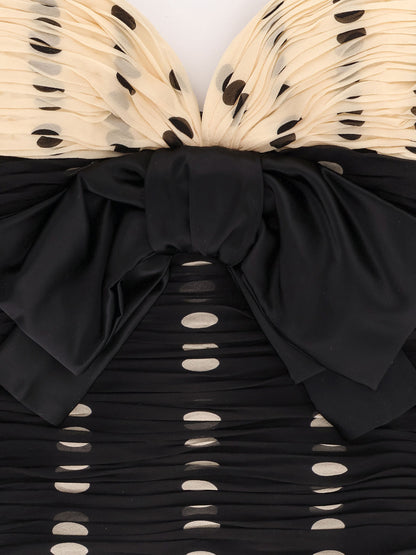 Valentino Plusdepois Print Chiffon Top With Handmade Draping And Bow Detail
