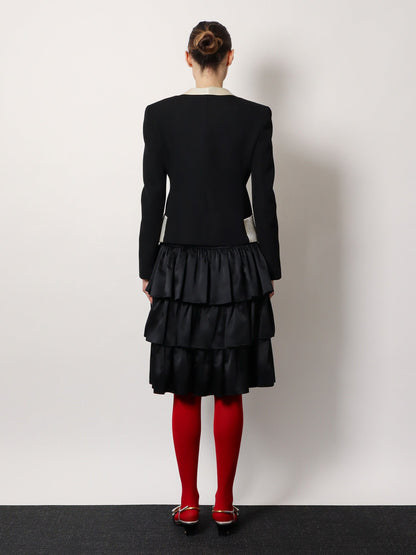Valentino Crepe Couture Blazer With Ottoman Plastron And Bows With Sequins