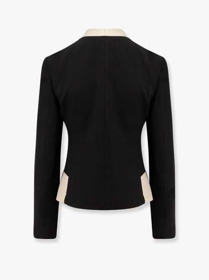 Valentino Crepe Couture Blazer With Ottoman Plastron And Bows With Sequins