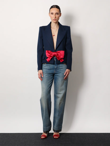 Valentino Viscose Blazer With Bow In Double Duchesse