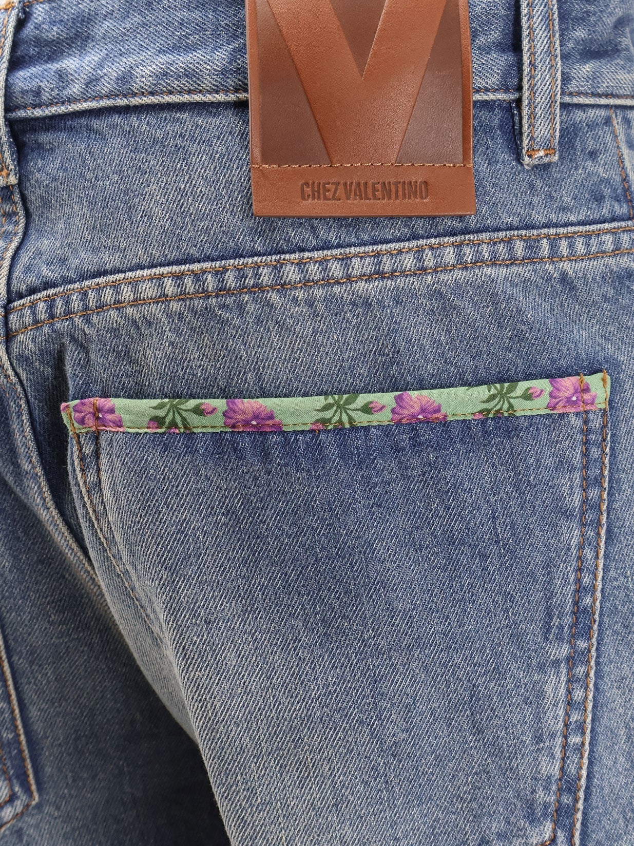 Valentino Jeans With Floral Print Fabric Border Detail