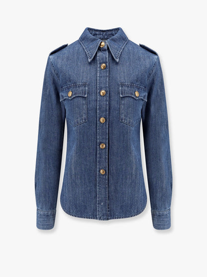 Valentino Denim Shirt With Vlogo Buttons