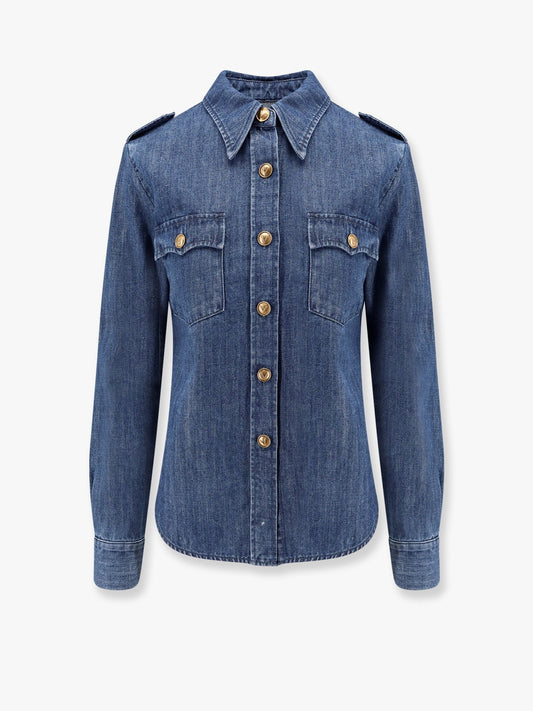 Valentino Denim Shirt With Vlogo Buttons