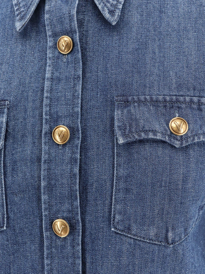 Valentino Denim Shirt With Vlogo Buttons