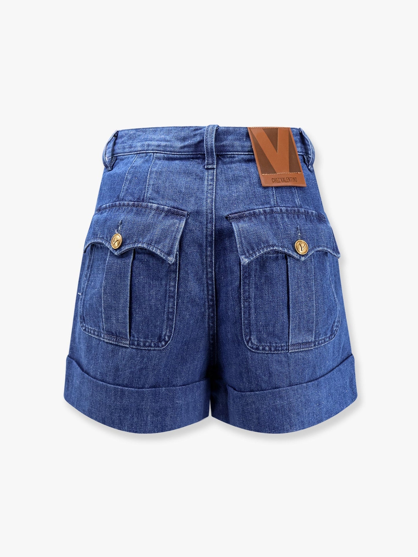 Valentino Cotton And Linen Shorts With Chez Valentino Leather Tag