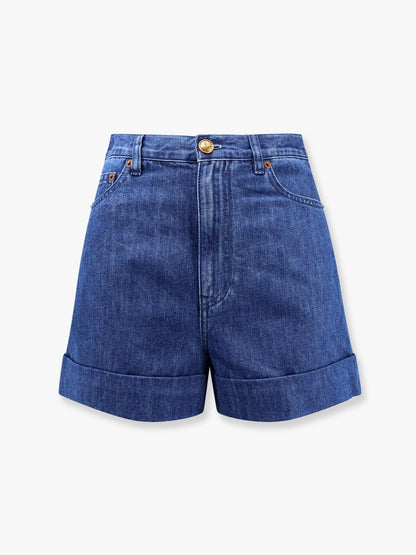 Valentino Cotton And Linen Shorts With Chez Valentino Leather Tag