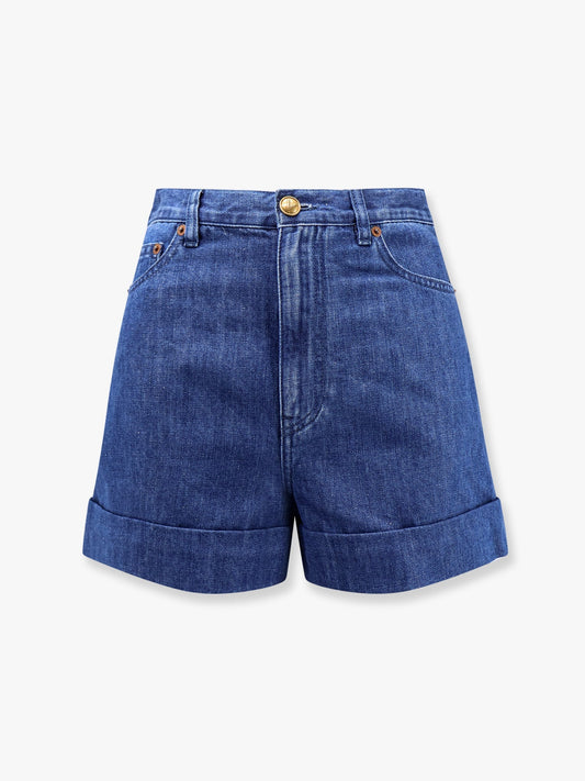 Valentino Cotton And Linen Shorts With Chez Valentino Leather Tag