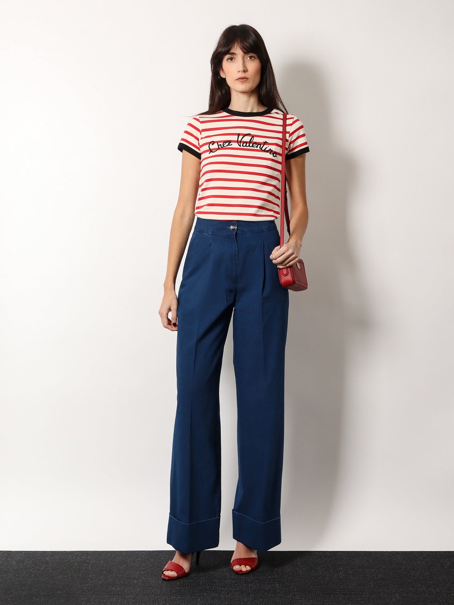 Valentino Wide Fit Bottom Fold Jeans