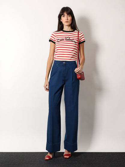 Valentino Wide Fit Bottom Fold Jeans