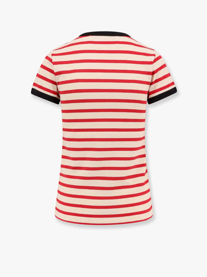 Valentino Striped Cotton T Shirt With Embroidered Logo