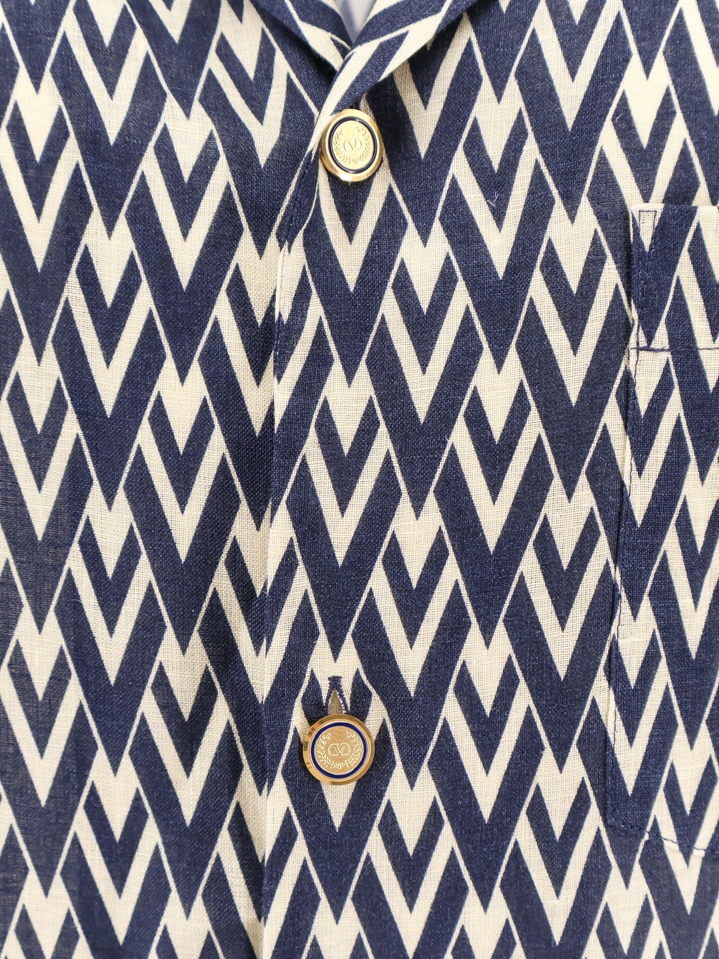 Valentino Valentino Linen Shirt With Toute La V All Over Print