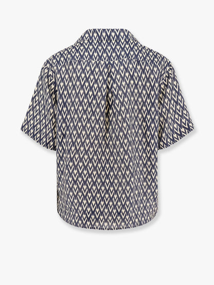 Valentino Valentino Linen Shirt With Toute La V All Over Print