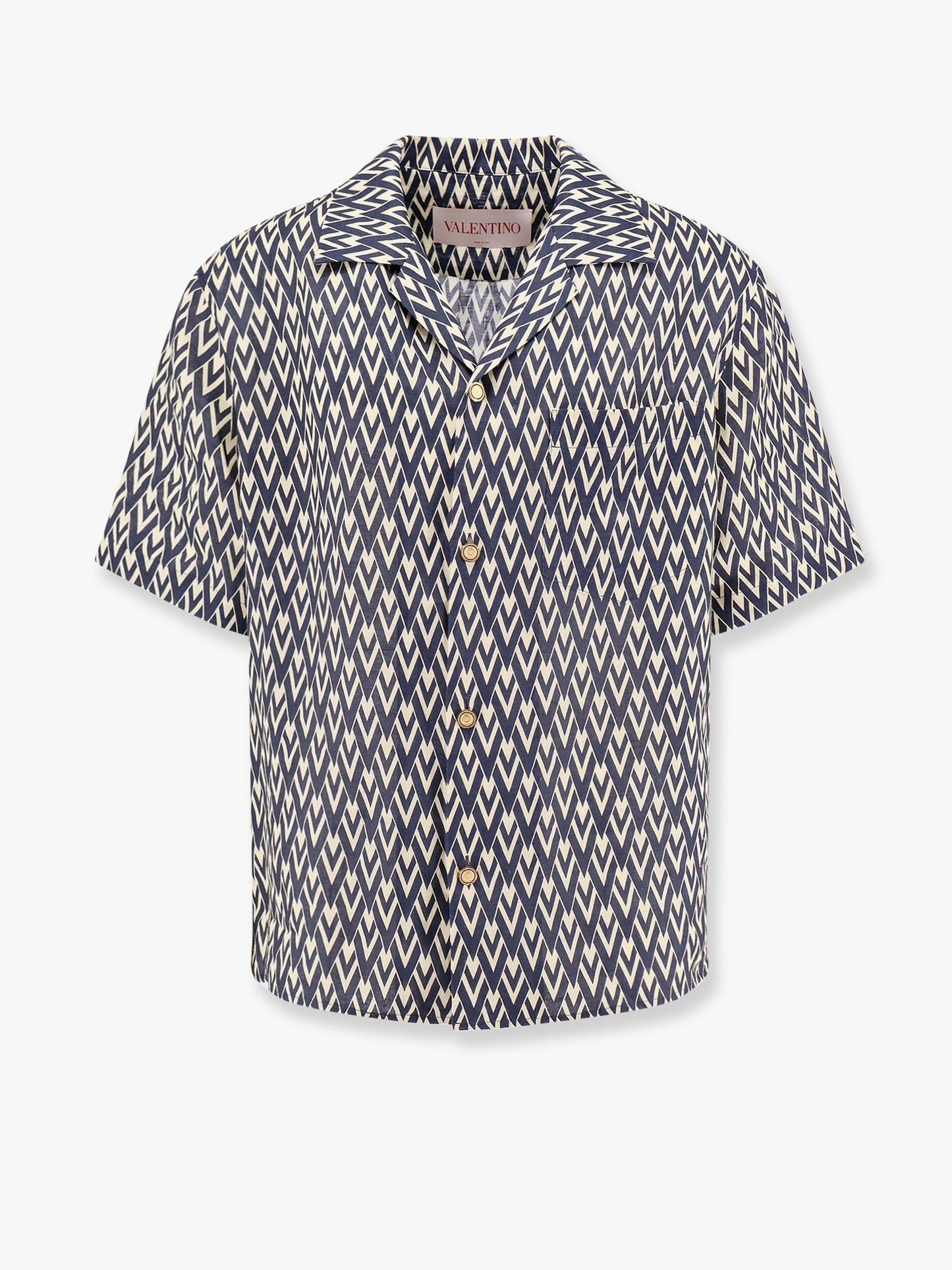 Valentino Valentino Linen Shirt With Toute La V All Over Print