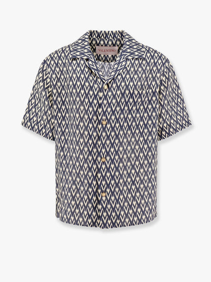 Valentino Valentino Linen Shirt With Toute La V All Over Print