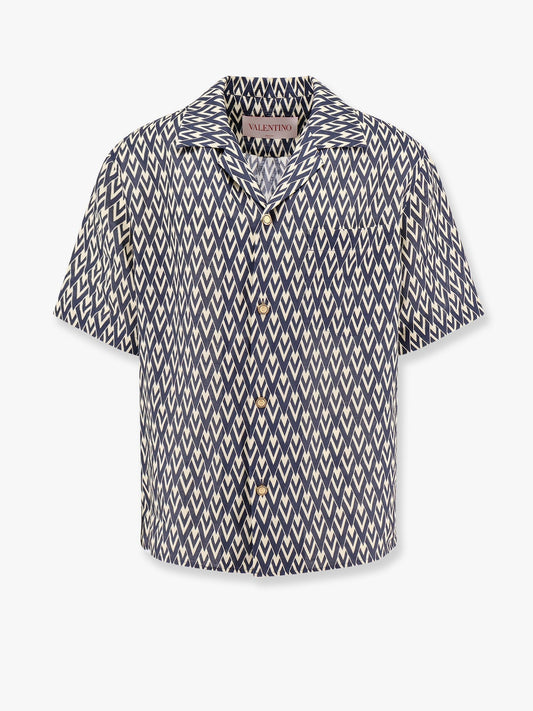 Valentino Valentino Linen Shirt With Toute La V All Over Print