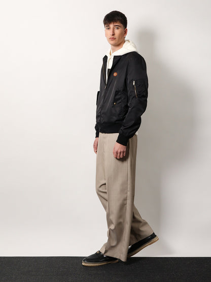Valentino Nylon Bomber With Leather Patch And Vlogo Detail
