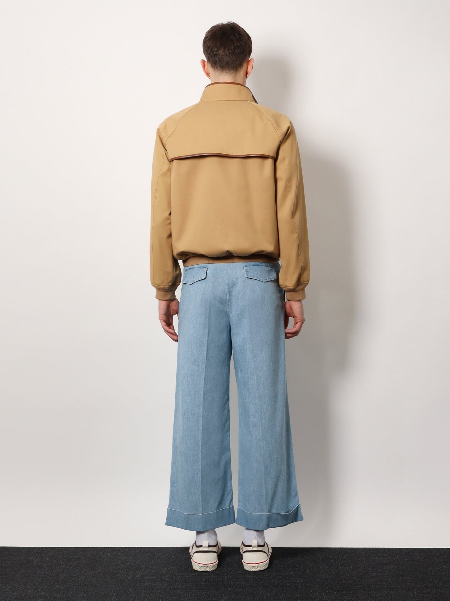 Valentino Cotton Jacket With Leather Profiles