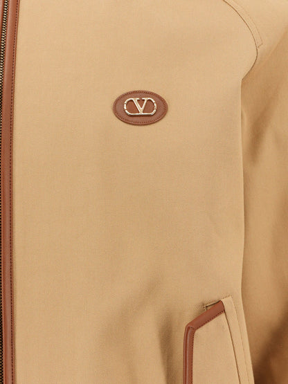 Valentino Cotton Jacket With Leather Profiles