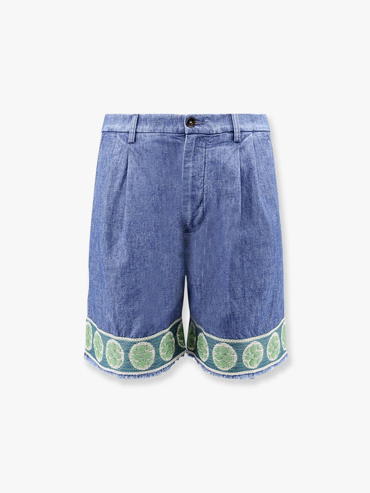 Valentino Denim Shorts With Embroidery On The Bottom