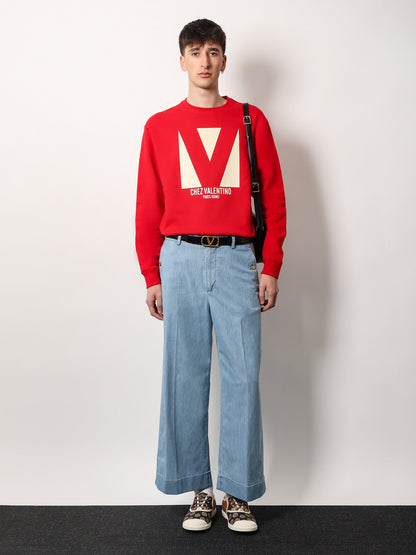 Valentino Cotton Sweatshirt With Frontal Chez Valentino Print