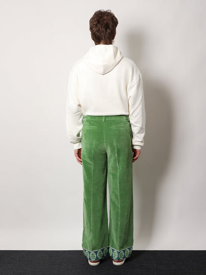 Valentino Washed Cotton And Linen Trouser With Jacquard Bottom