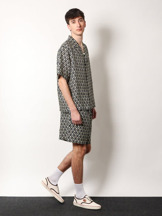 Valentino Linen Bermuda Shorts With Toute La V Motif