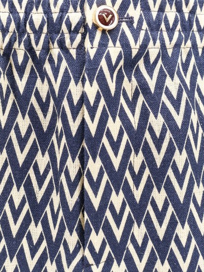 Valentino Linen Bermuda Shorts With Toute La V Motif