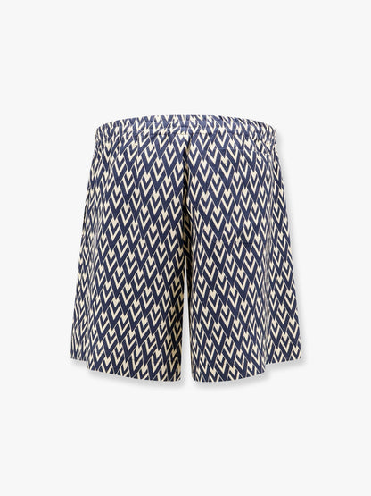 Valentino Linen Bermuda Shorts With Toute La V Motif