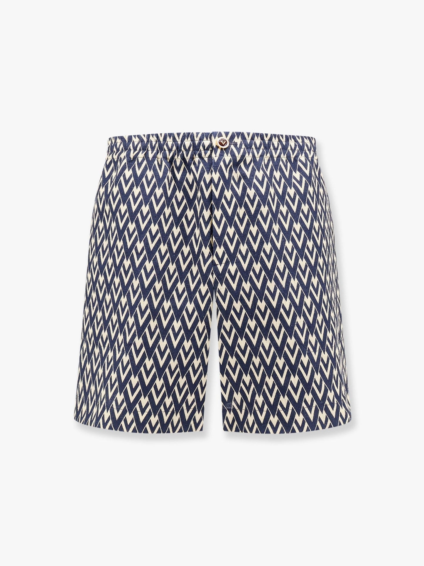 Valentino Linen Bermuda Shorts With Toute La V Motif