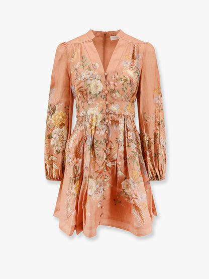Zimmermann Linen Dress With Floral Print