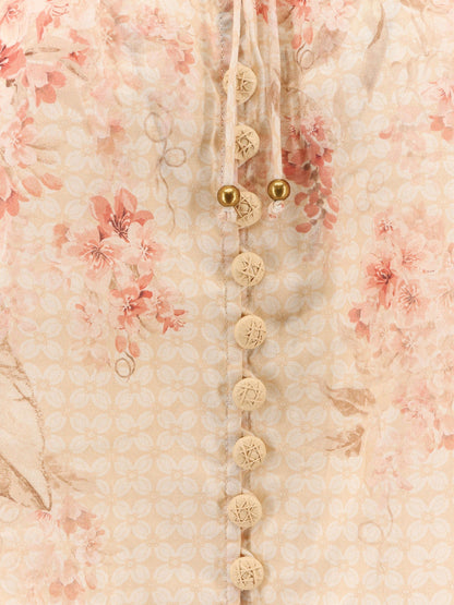 Zimmermann Illuminate Billow Ramiè Shirt With Floral Print