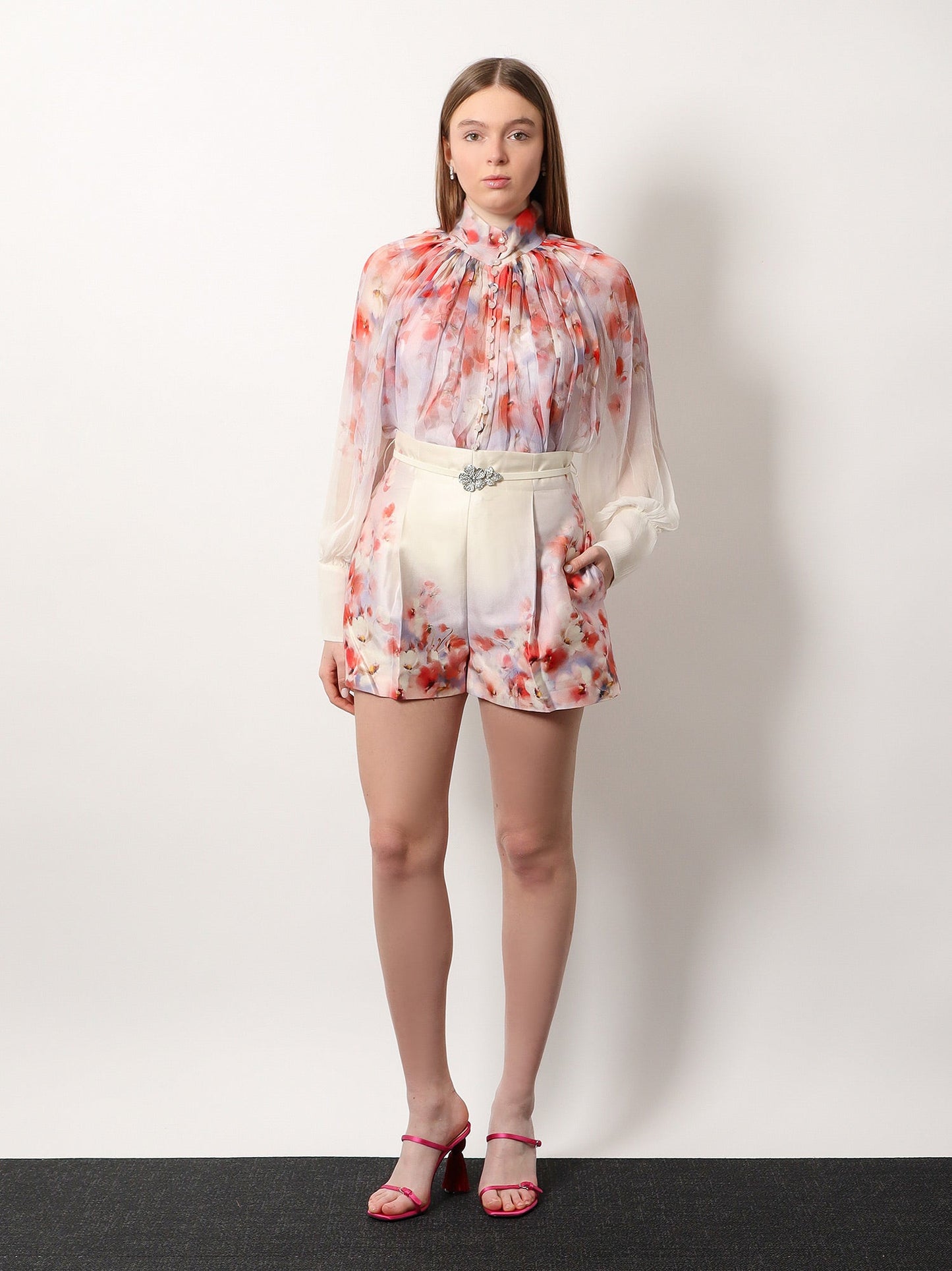 Zimmermann Printed Viscose Shirt With Internal Tank Top