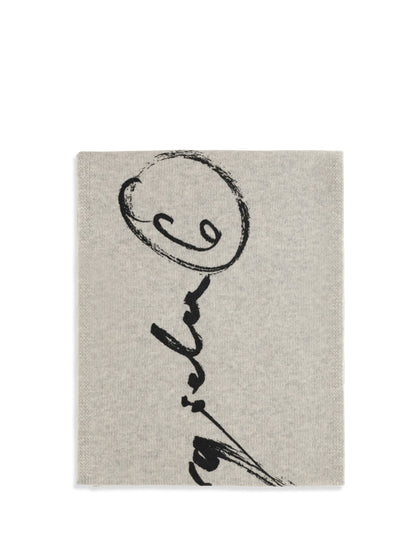 MM6 Maison Margiela Signature knitted Scarf - Grey Melange-Black Print