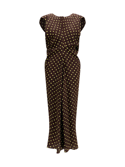 Marni Printed polka dot crepe Dress - Sadelle Brown