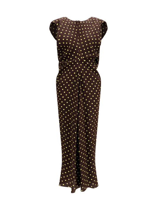 Marni Printed polka dot crepe Dress - Sadelle Brown