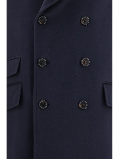 Brunello Cucinelli Double-breasted wool Coat - Navy