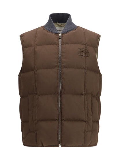 Miu Miu Gabardine Down Vest - Ebony