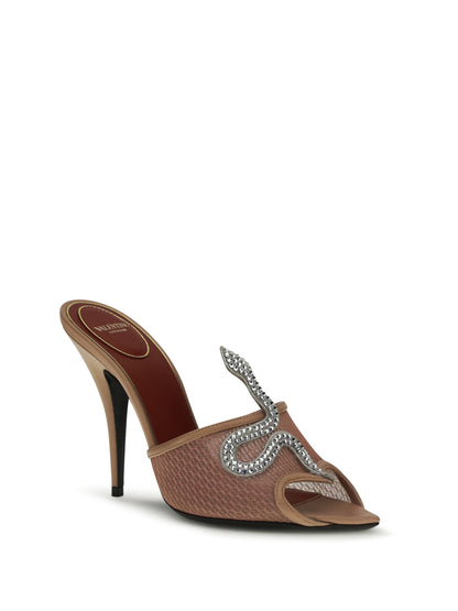 Valentino Garavani Coeur Vipère Sandals with mesh - Light Phard/Light Phard/Crystal