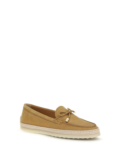 TOD'S Suede and raffia Loafers