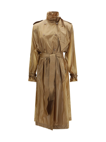 SAINT LAURENT Translucent technical fabric Trench with lavallière collar