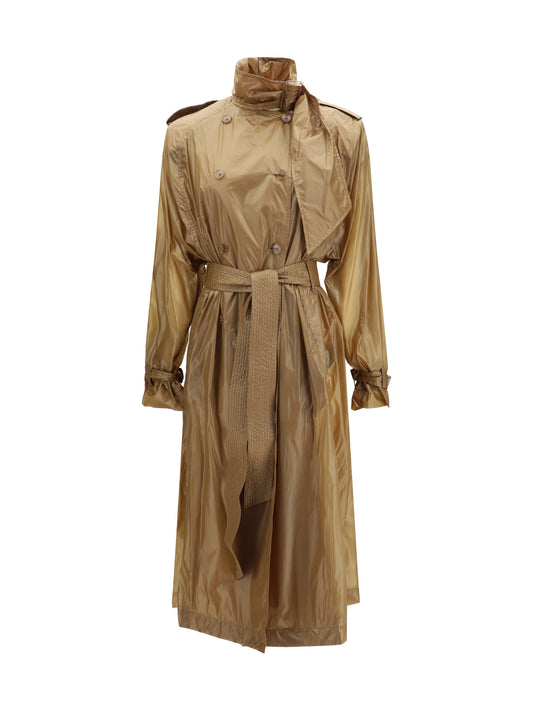 SAINT LAURENT Translucent technical fabric Trench with lavallière collar