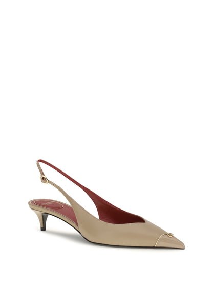 Valentino Garavani VLogo Signature kitten-heel slingback Pumps - Camel