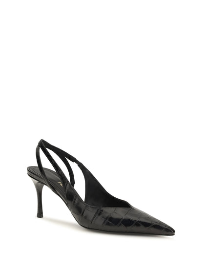 Ferragamo Crocodile-effect leather Slingback Pumps - Black