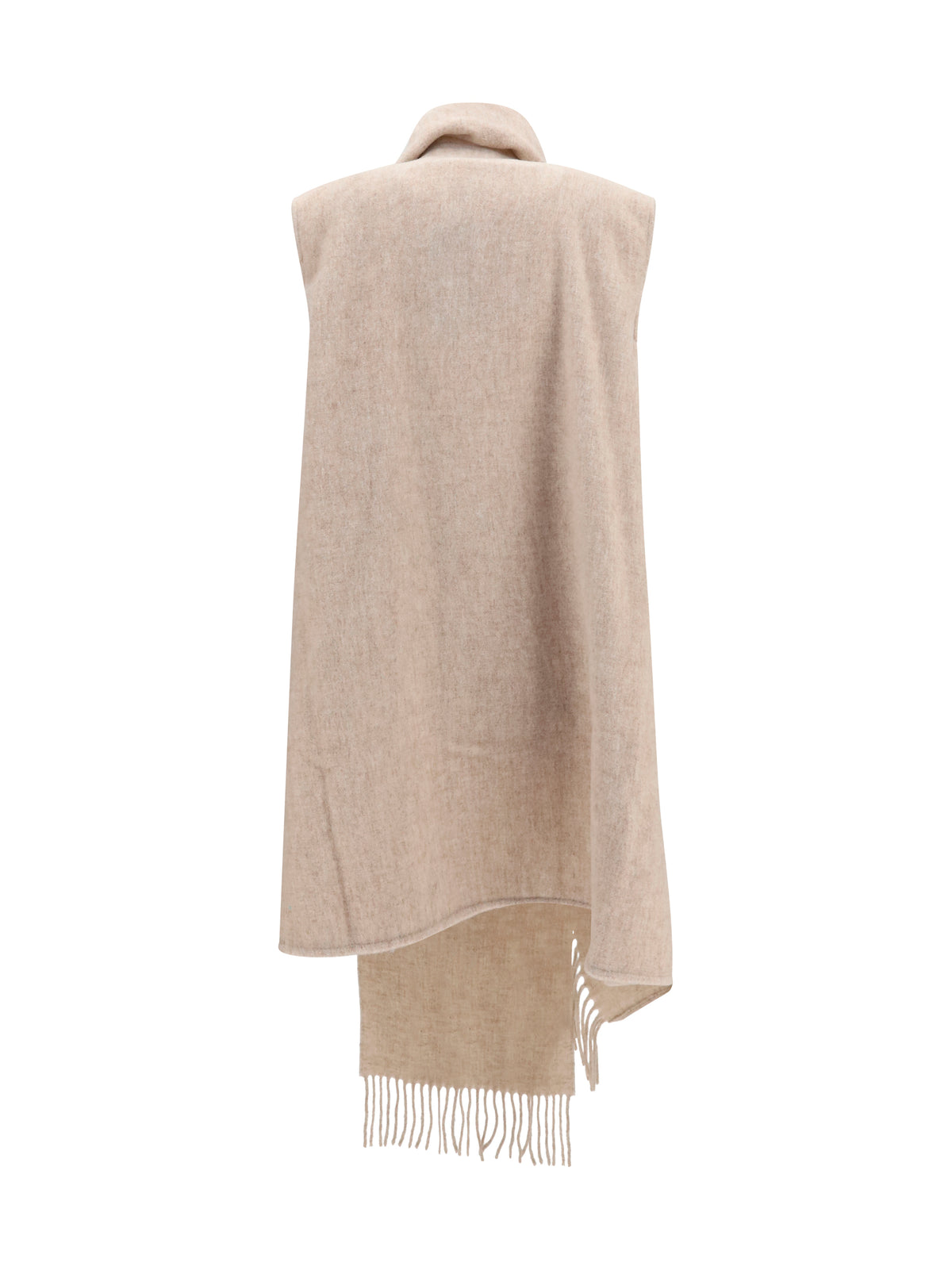 Fabiana Filippi High-neck wool Cape with concealed closure and fringes - Casha'
