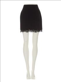 Dolce & Gabbana Virgin wool mini skirt with lace detail - Nero