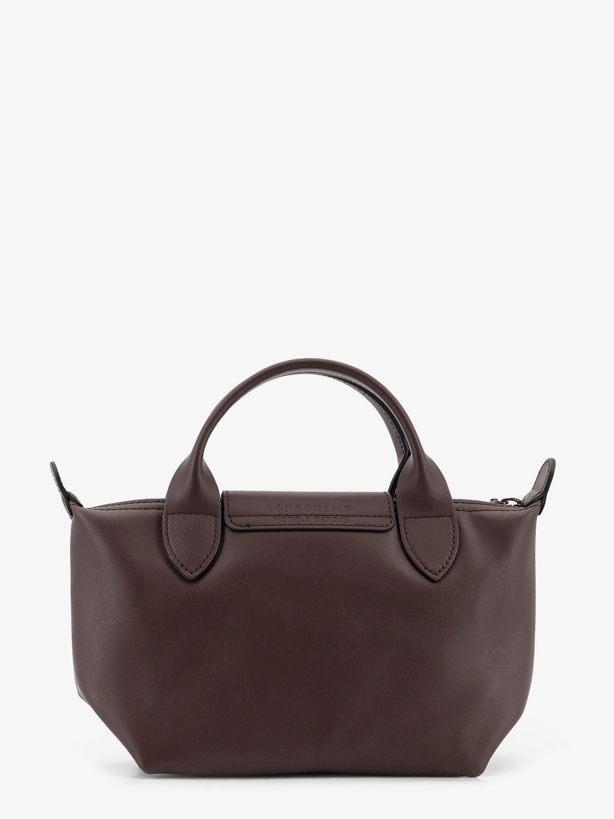 Longchamp Le Pliage Xtra XS Leather Shoulder Bag with Engraved Logo - Moka