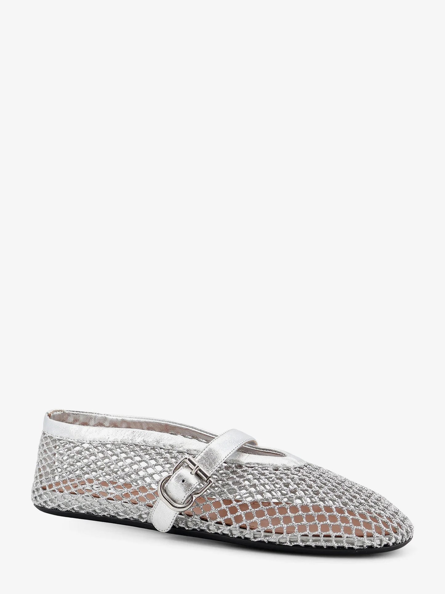 Alaia Ballet Flats Glitter Mesh And Leather Ballerinas