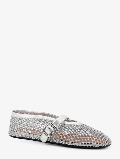Alaia Ballet Flats Glitter Mesh And Leather Ballerinas