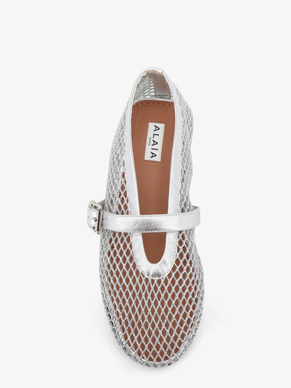 Alaia Ballet Flats Glitter Mesh And Leather Ballerinas